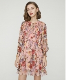 Floral print silk-chiffon dress